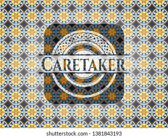 Caretaker arabic badge. Arabesque decoration.