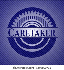 Caretaker badge with denim background. Vector Illustration. Detailed.