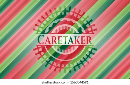 Caretaker christmas badge background. Vector Illustration. Detailed.