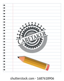 Caretaker emblem drawn in pencil. Vector Illustration. Detailed.