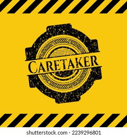 Caretaker grunge warning sign emblem. Vector Illustration. Detailed. 