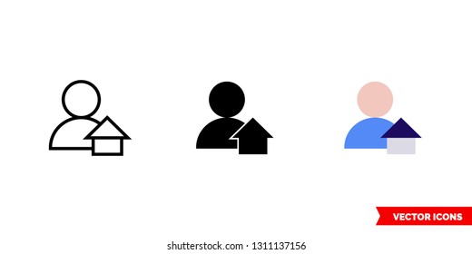 Caretaker icon of 3 types: color, black and white, outline. Isolated vector sign symbol.