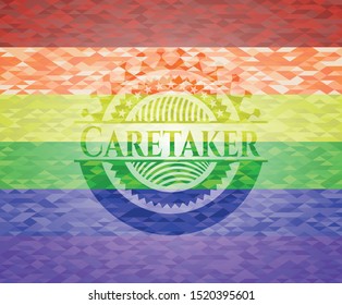 Caretaker lgbt colors emblem. Vector Illustration. Mosaic.