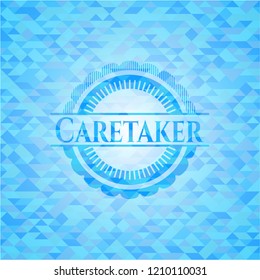 Caretaker light blue emblem with mosaic background