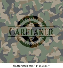 Caretaker on camouflaged texture. Vector Illustration. Detailed.