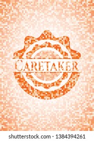 Caretaker orange mosaic emblem. Vector Illustration. Detailed.