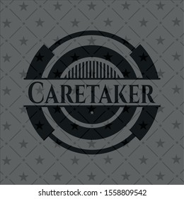 Caretaker realistic black emblem. Vector Illustration. Detailed.