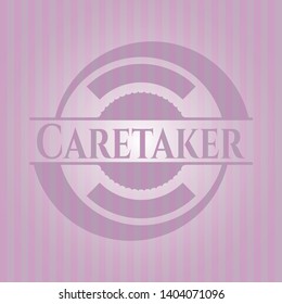 Caretaker realistic pink emblem. Vector Illustration. Detailed.