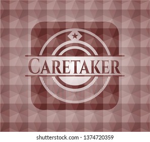 Caretaker red seamless geometric pattern emblem. Seamless.