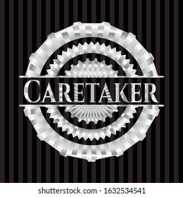 Caretaker silver badge or emblem. Vector Illustration. Mosaic.