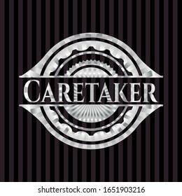 Caretaker silvery shiny badge. Vector Illustration. Mosaic.