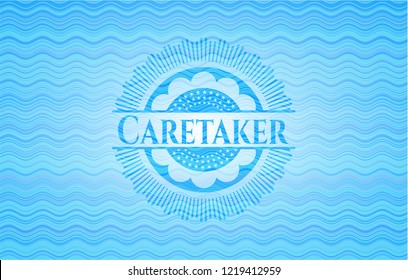 Caretaker water wave concept style emblem.