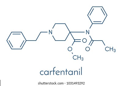 Carfentanil (carfentanyl) Synthetic Opioid Drug Molecule. Skeletal Formula.