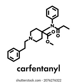 Carfentanil (carfentanyl) Synthetic Opioid Drug Molecule. Skeletal Formula.