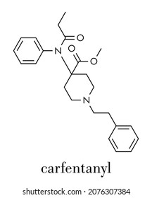 Carfentanil (carfentanyl) Synthetic Opioid Drug Molecule. Skeletal Formula.