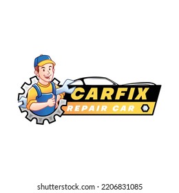 Carfix Repair Car Mascot Logo Template