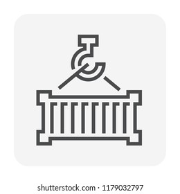 Carg container and crane hook icon design, for shipping work, 64x64 perfect pixel and editable stroke.
