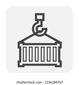 Carg container and crane hook icon design, for shipping work.