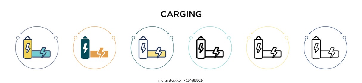 Carging icon in filled, thin line, outline and stroke style. Vector illustration of two colored and black carging vector icons designs can be used for mobile, ui, web
