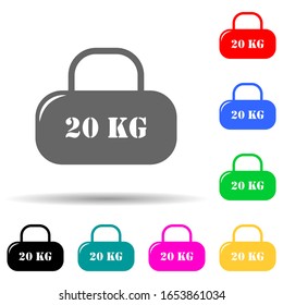 cargo of 20 kilograms multi color style icon. Simple glyph, flat vector of measuring elements icons for ui and ux, website or mobile application