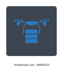 Cargo Air Copter vector icon. Style is flat rounded square button, smooth blue colors, white background.