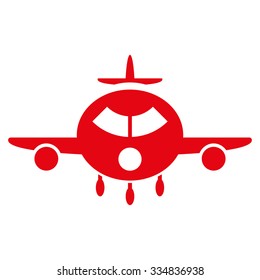 Cargo Aircraft vector icon. Style is flat red symbol, rounded angles, white background.