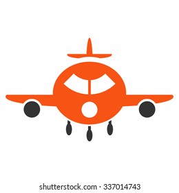 Cargo Aircraft vector icon. Style is flat bicolor orange and gray symbol, rounded angles, white background.