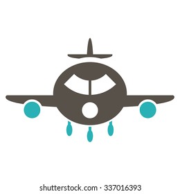 Cargo Aircraft vector icon. Style is flat bicolor grey and cyan symbol, rounded angles, white background.