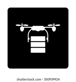 Cargo Aircraft vector icon. Style is flat rounded square button, white and black colors, white background.