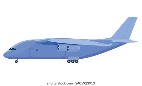 Cargo airplane commercial aviation vehicle for air transportation side view isometric vector illustration. Plane transport flying international jet freight logistic delivery winged aircraft airline