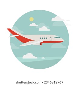 Cargo airplane in the sky vector illustration. Logistic or delivery service scenery.