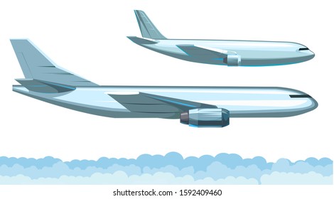 Cargo airplane. Vector. Set. Airplane for the transport of goods. Plane. Collection. Logistic services. Isolated. Aircraft. Aviation Industry. Jet. Logistic Airline. Delivery of goods by air. Flight.
