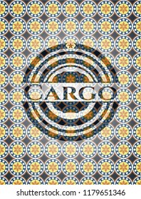 Cargo arabic badge. Arabesque decoration.