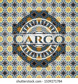 Cargo arabic badge background. Arabesque decoration.