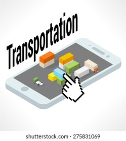 Cargo area with containers on smartphone