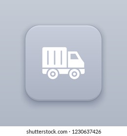 Cargo auto, gray vector button with white icon on gray background