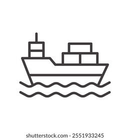 Icono de la barcaza del cargo aislado en el fondo blanco. Icono de Vector.