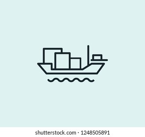 Cargo barge icon line isolated on clean background. Cargo barge icon concept drawing icon line in modern style. Vector illustration for your web mobile logo app UI design.