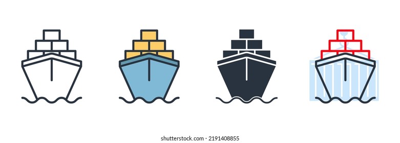 cargo barge icon logo vector illustration. large cargo ships symbol template for graphic and web design collection