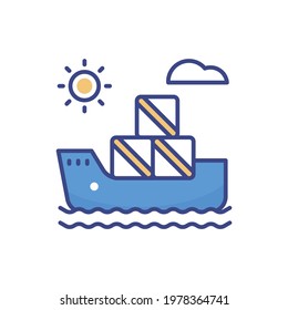 Cargo Barge vector icon style illustration. EPS 10 File