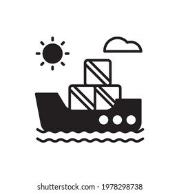 Cargo Barge vector Solid icon style illustration. EPS 10 File