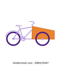 Cargo bike. bakfiets bicycle with cart. Flat vector illustration