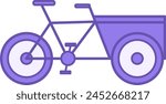 Cargo Bike Colored Icon. Vector Icon of Delivery Bicycle with Shipping Box for Business. Traditional Pedicab, Courier Delivery. Transport Concept