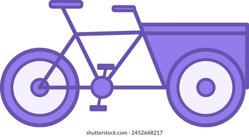 Icono de color de bicicleta de carga. Icono de Vector de la bicicleta de la entrega con la caja de envío para el negocio. Bicitaxi tradicional, servicio de mensajería. Concepto de transporte