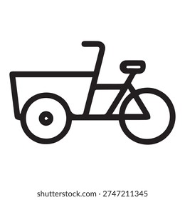  Cargo Bike Outline Icon Vector