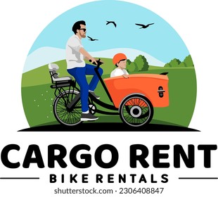 cargo bike rental logo vector	
