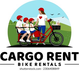 cargo bike rental logo vector	
