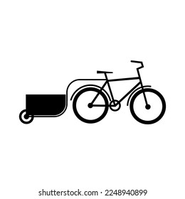 Cargo Bike Silhouette Symbol. Bycicle mit kartografischer Flavektor-Vektorgrafik