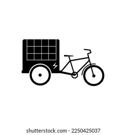 Cargo Bike silhouette icon. Electric bycicle flat vector illustration