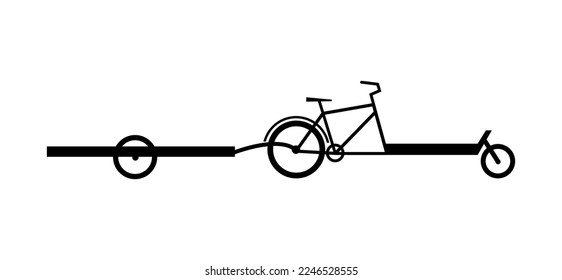 Cargo Bike Silhouette Symbol. Transporter-Fahrrad-Flavektor-Vektorgrafik